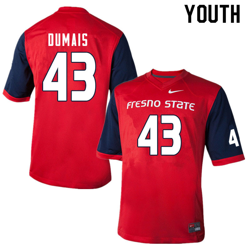 Youth #43 Alex Dumais Fresno State Bulldogs College Football Jerseys Sale-Red